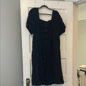 Old Navy Black Midi Dress with Button Front